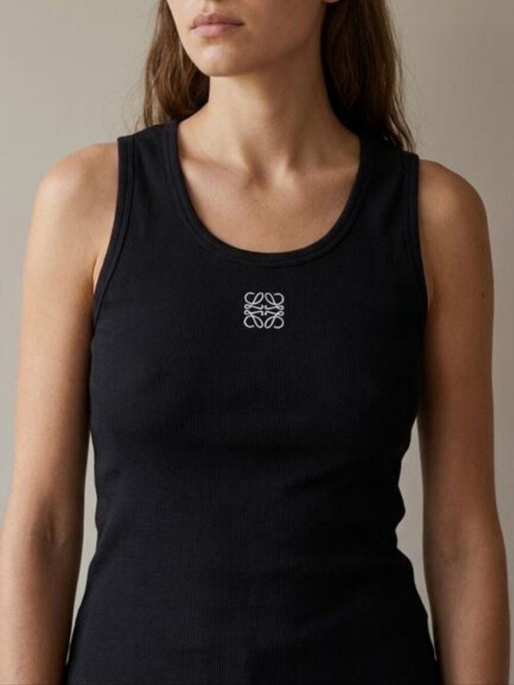 Loewe Black Anagram Cotton-blend Jersey Tank Top, size XL